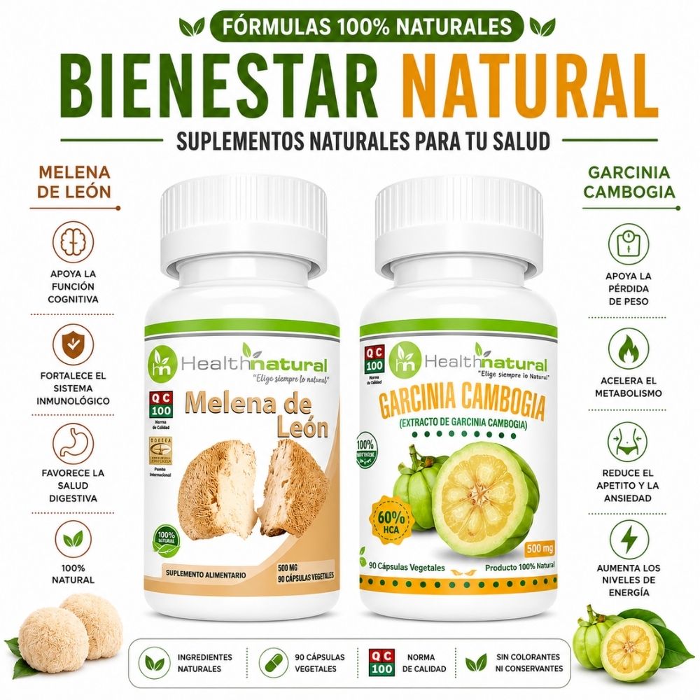 MELENA DE LEÓN HEALTHNATURAL Y GARCINIA CAMBOGIA HEALTHNATURAL 500MG