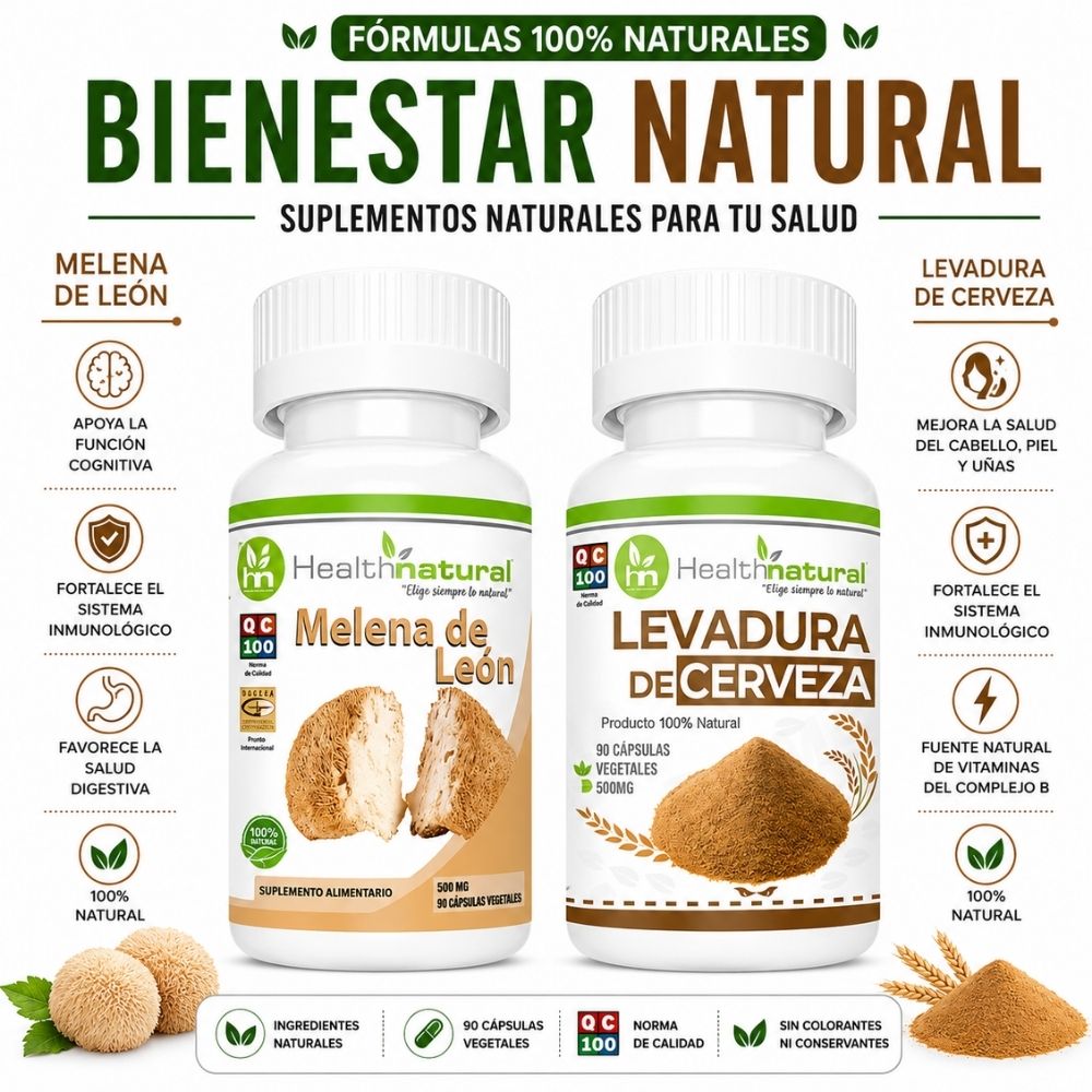 MELENA DE LEÓN HEALTHNATURAL Y LEVADURA DE CERVEZA HEALTHNATURAL 500MG
