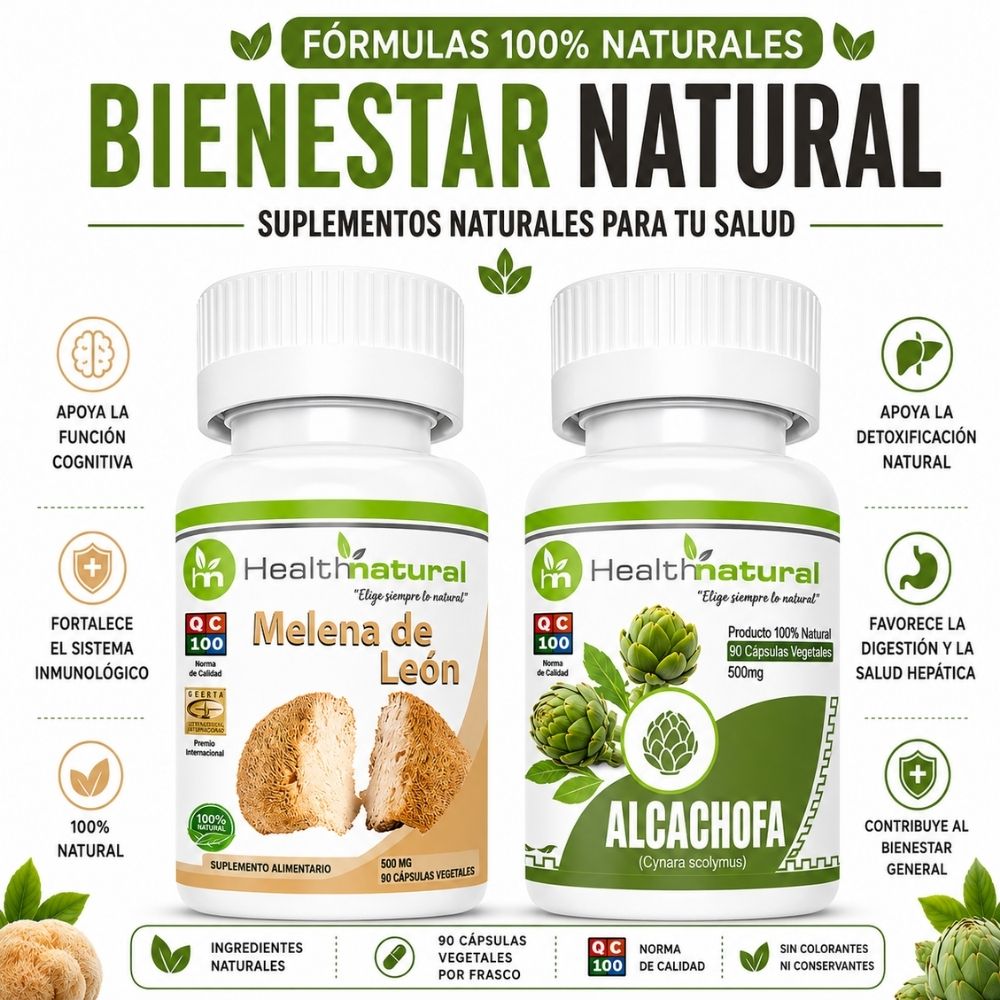 MELENA DE LEÓN HEALTHNATURAL 500MG Y ALCACHOFA HEALTHNATURAL 500MG