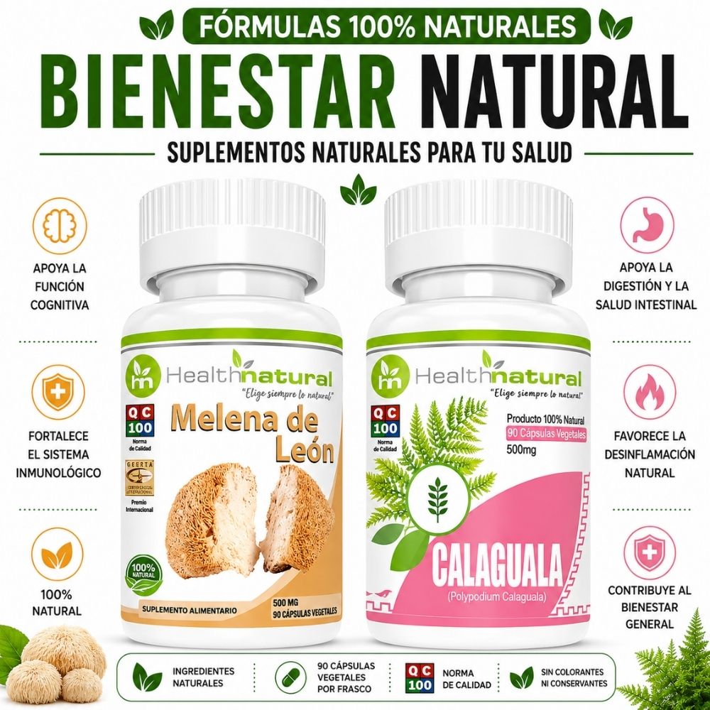 MELENA DE LEÓN HEALTHNATURAL 500MG Y CALAGUALA HEALTHNATURAL 500MG