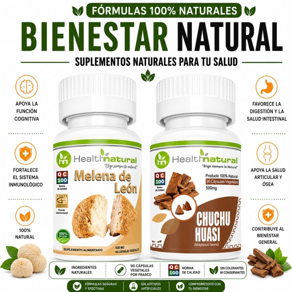 MELENA DE LEÓN HEALTHNATURAL 500MG Y CHUCHUHUASI HEALTHNATURAL 500MG