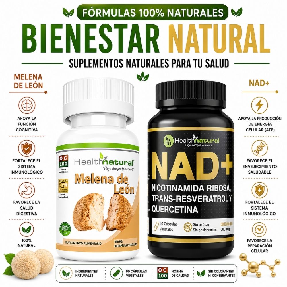 MELENA DE LEÓN HEALTHNATURAL 500MG Y NAD HEALTHNATURAL 500MG