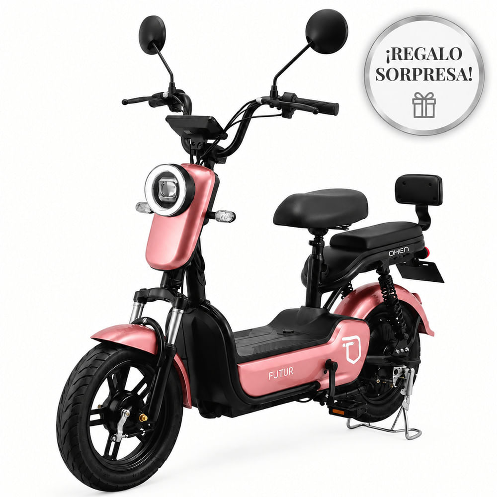 Bicimoto Eléctrica OXEN de Litio 350W Rosado Golden