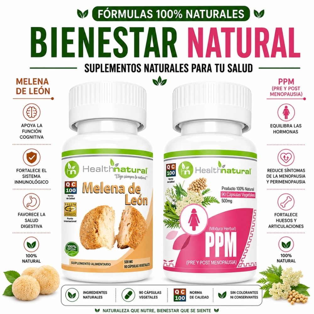 MELENA DE LEÓN HEALTHNATURAL 500MG Y PPM PRE Y POST MENOPAUSIA HEALTHNATURAL 500MG