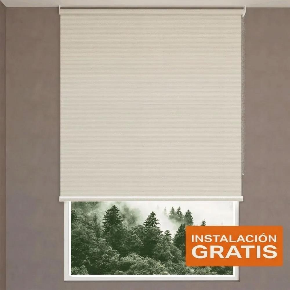 Cortina Roller Blackout Fiber Crema 100 x  250 cm - Incluye instalación