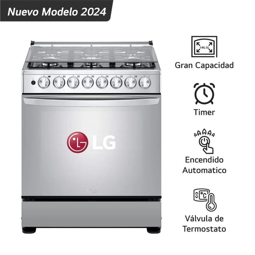 Cocina A Gas 6 Hornillas Gran Capacidad Acero Inoxidable LG LRGZ5255S