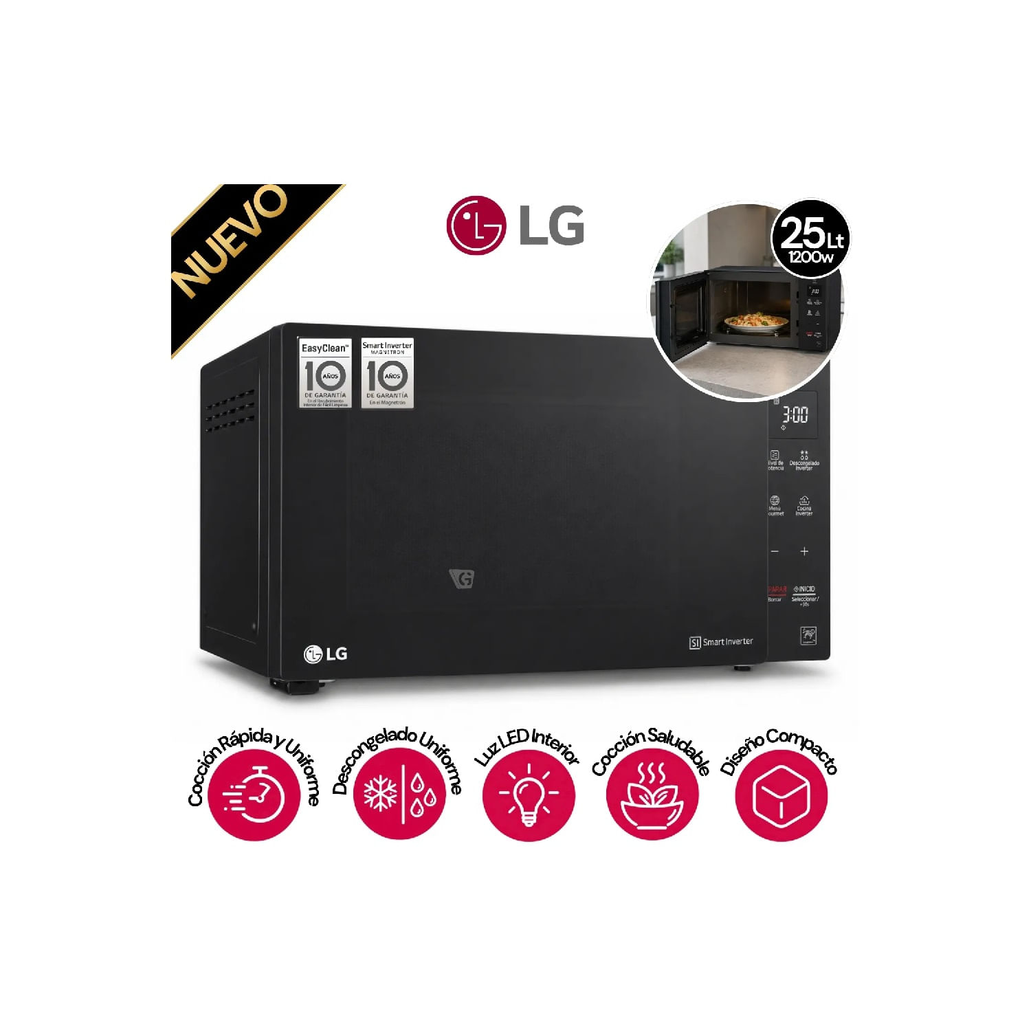 Horno Microondas LG MS2536GIS 25Lts
