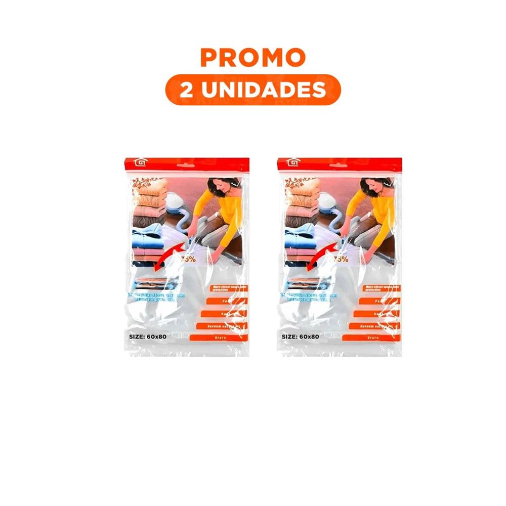 Pack2 Funda para Ahorra Espacio al Vacio 60cmx80cm Color Anaranjado