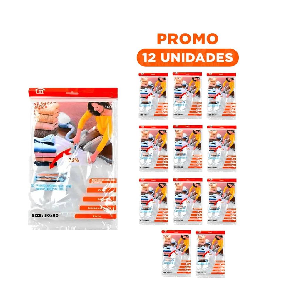 Pack12 Empaque al Vacio Hogar 50 x 60 cm Color Anaranjado para Ahorro YRegalo Sticker