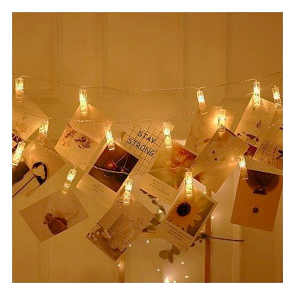 Fiesta Led Con 20 Clips Para Fotos 3 Metros Blanca Para Casa Y Hogar YRegalo Sticker