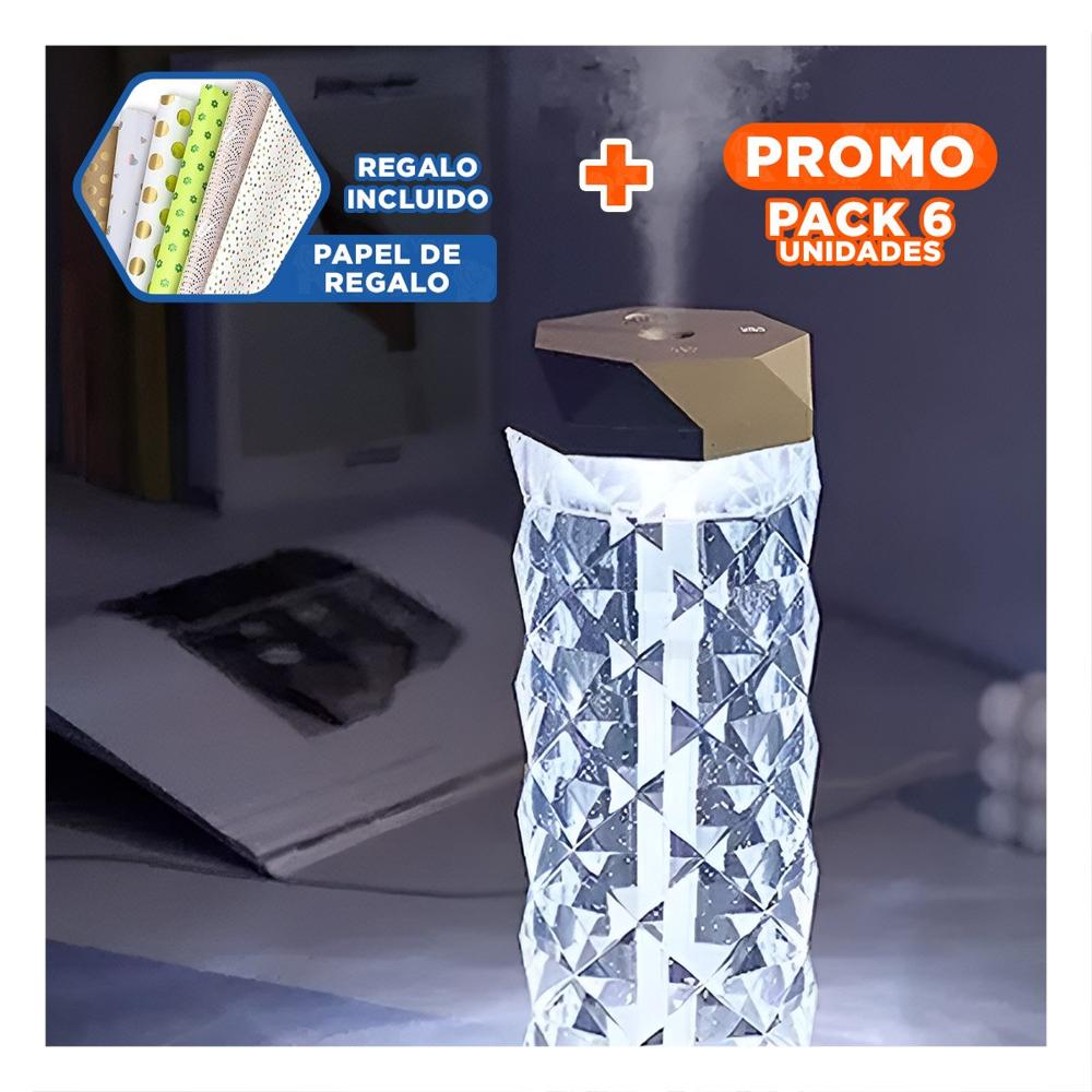 Pack6 Aparato Moderno Humidificador Inteligente 1L Cristal con Led Suave YPapel Regalo