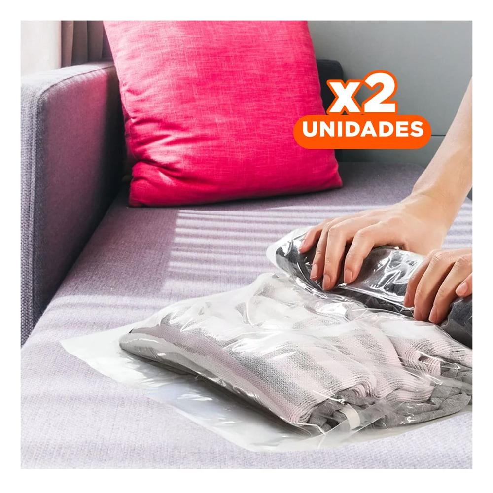 Pack2 Saco para Ahorra Espacio al Vacio 60cmx80cm Anaranjado YPapel Regalo