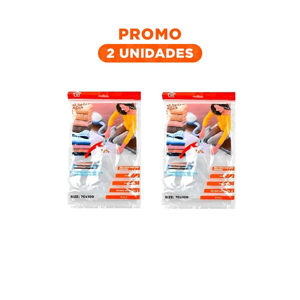 Pack2 Saco al Vacio Anaranjado 70x100cm para Organizar Ropa en Casa