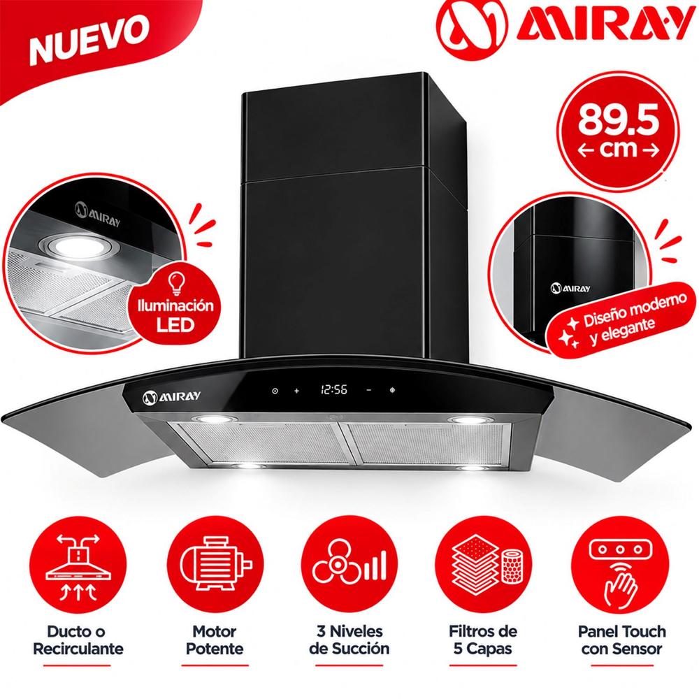 Campana Extractora CEDM-905V 89.5 cm Negro