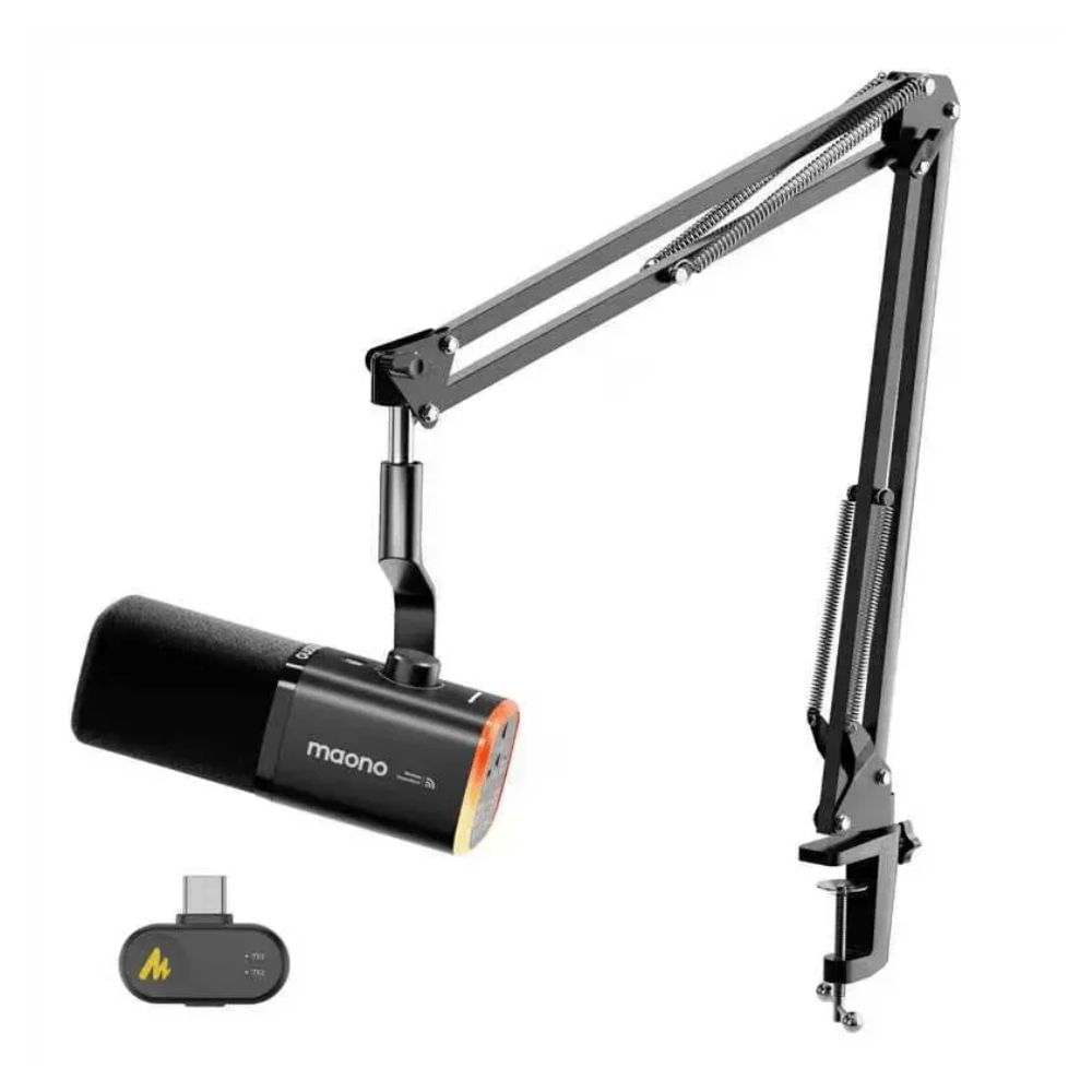 Micrófono dinámico inalámbrico MAONO PD100WS con brazo articulado incluido