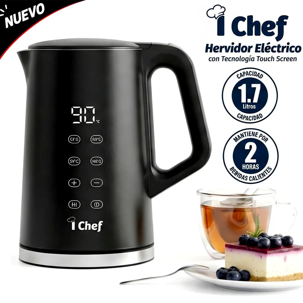 Hervidor Eléctrico Digital I Chef 1.7 Litros negro YK-8725D