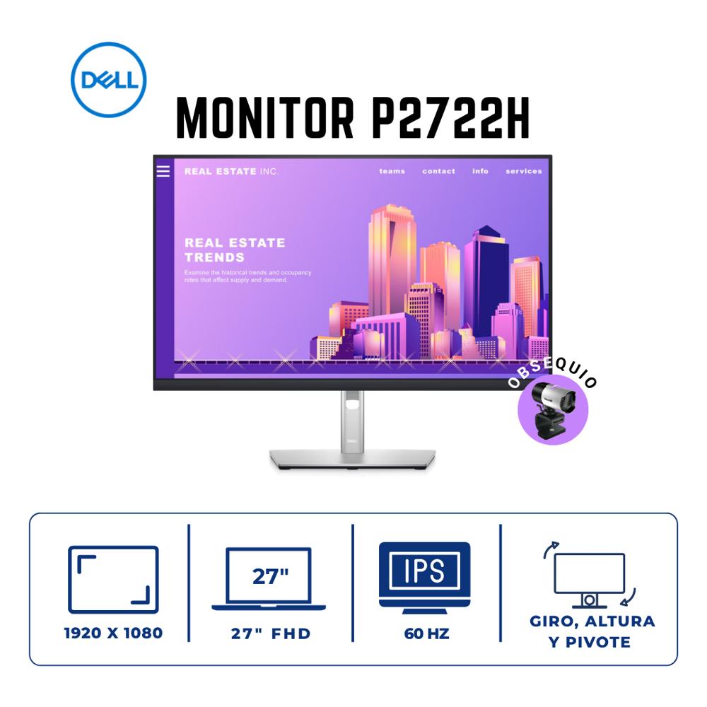 Reacondicionado Monitor Dell P2722H de 27 pulgadas - incluye cámara web Microsoft