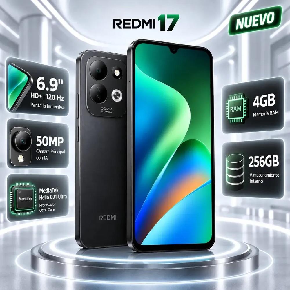 Celular Xiaomi Redmi 17 256GB 4GB RAM - Negro