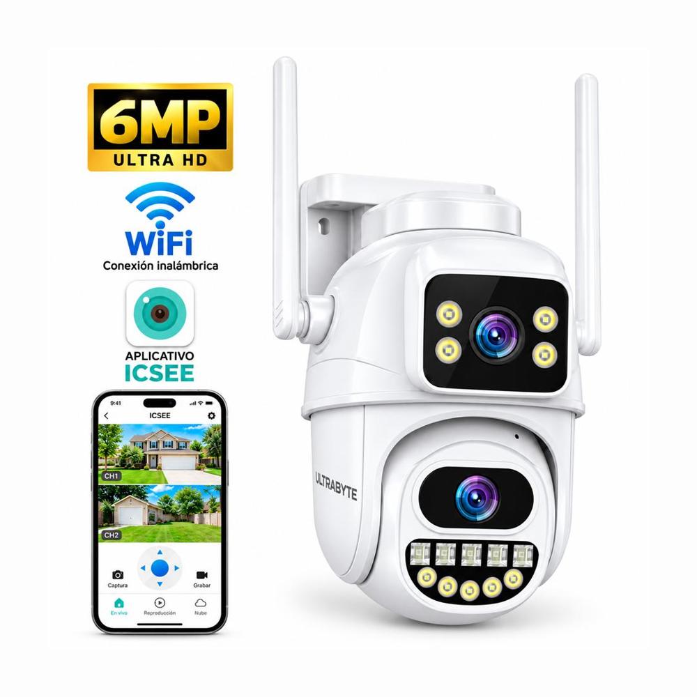Camara Ip Ultrabyte WIFI Doble Lente Alarma Vision