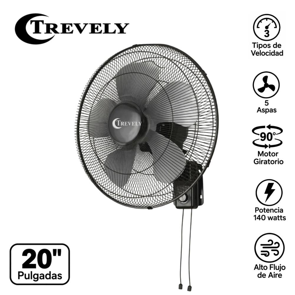 Ventilador De Pared Trevely VT 2016 De 20 Pulg 140W
