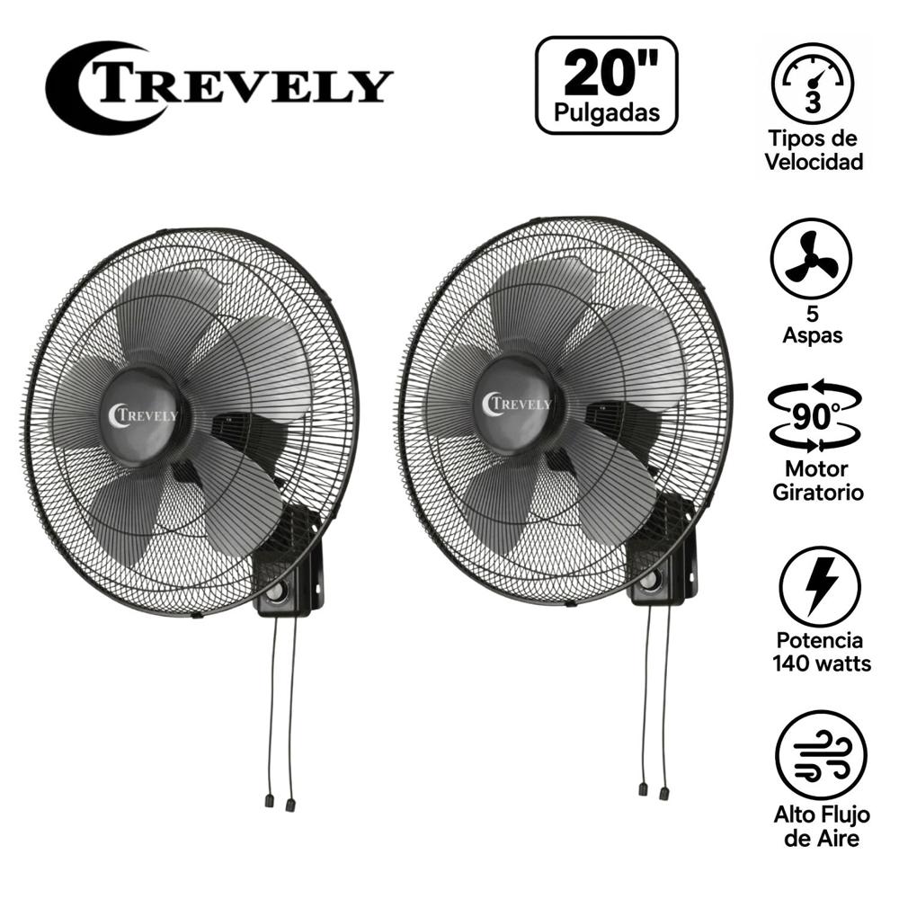Pack 02 Ventiladores De Pared Trevely VT 2016 De 20 Pulg 140W