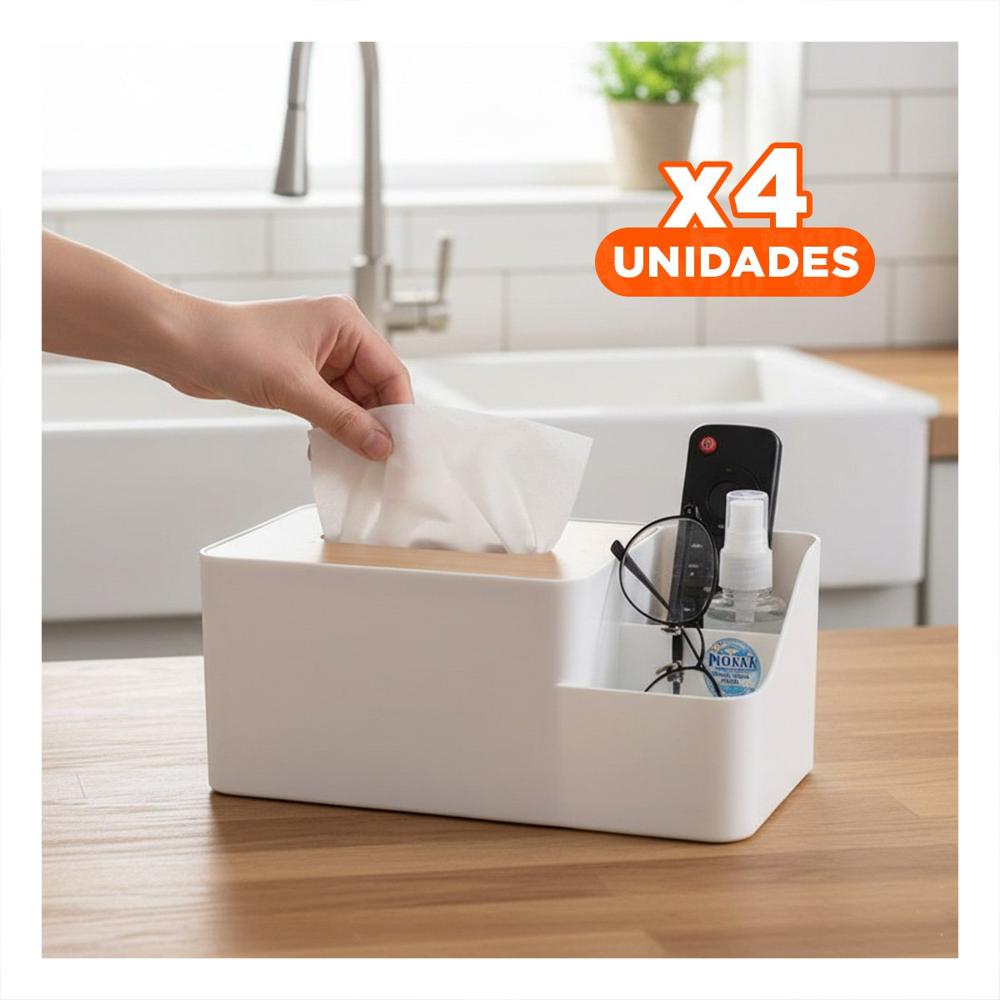 Pack4 Porta Objetos Multifuncional para Servilletas Practico y Seguro Blanco YPapel Regalo