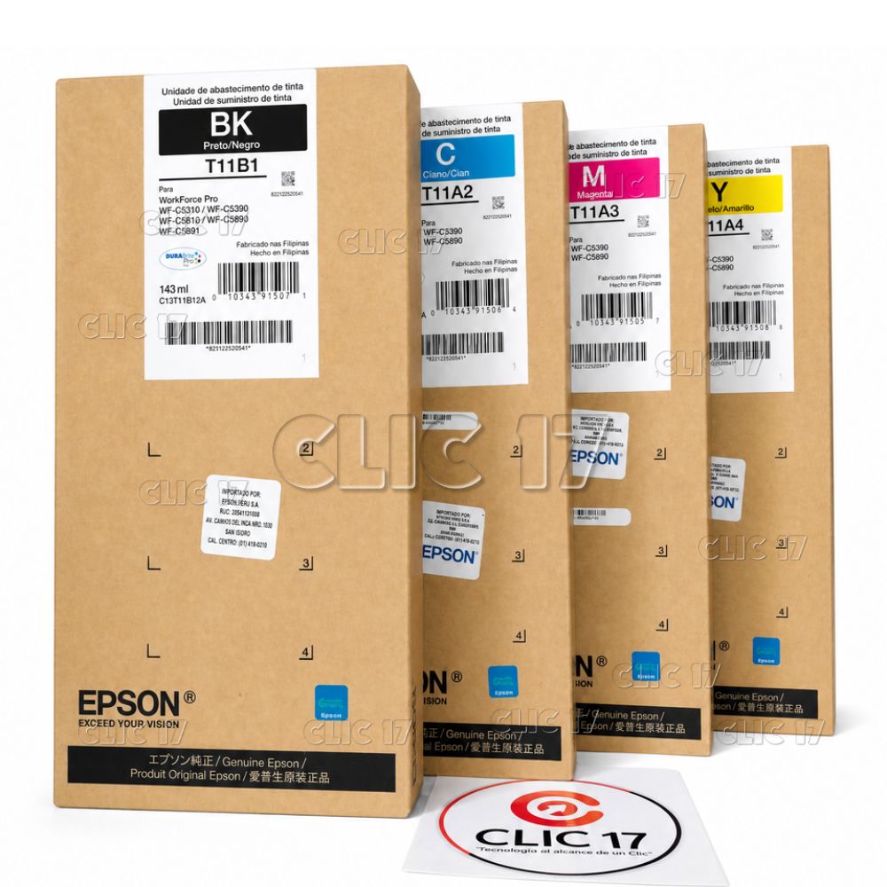 Pack Tinta Epson T11A CIAN MAGENTA AMARILLO Negro Original