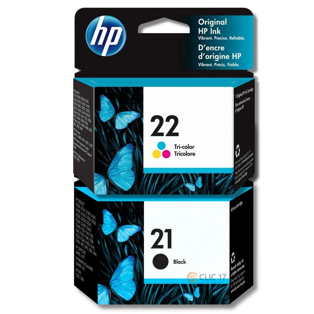 Pack Tinta HP 21, 22 Negro, Tricolor Original