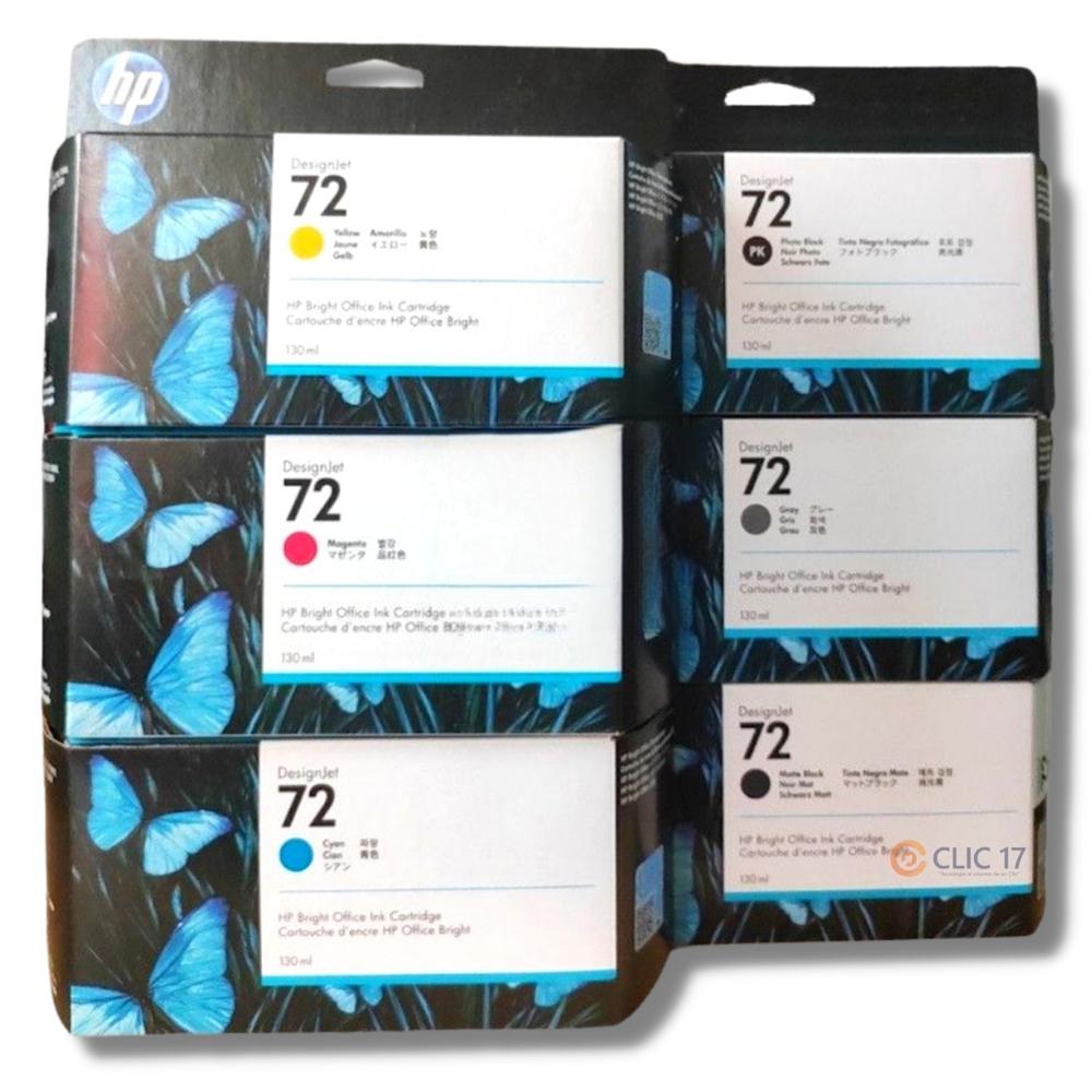 Pack Tinta HP 72 130ml Cyan, Magenta, Amarillo, Gray, Negro Mate, Photo black Original