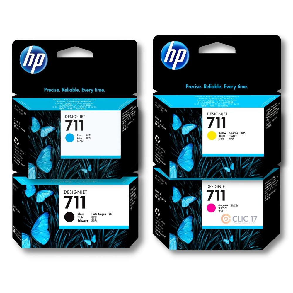 Pack Tinta HP 711 29ml Cyan, Magenta, Amarillo, Negro Original