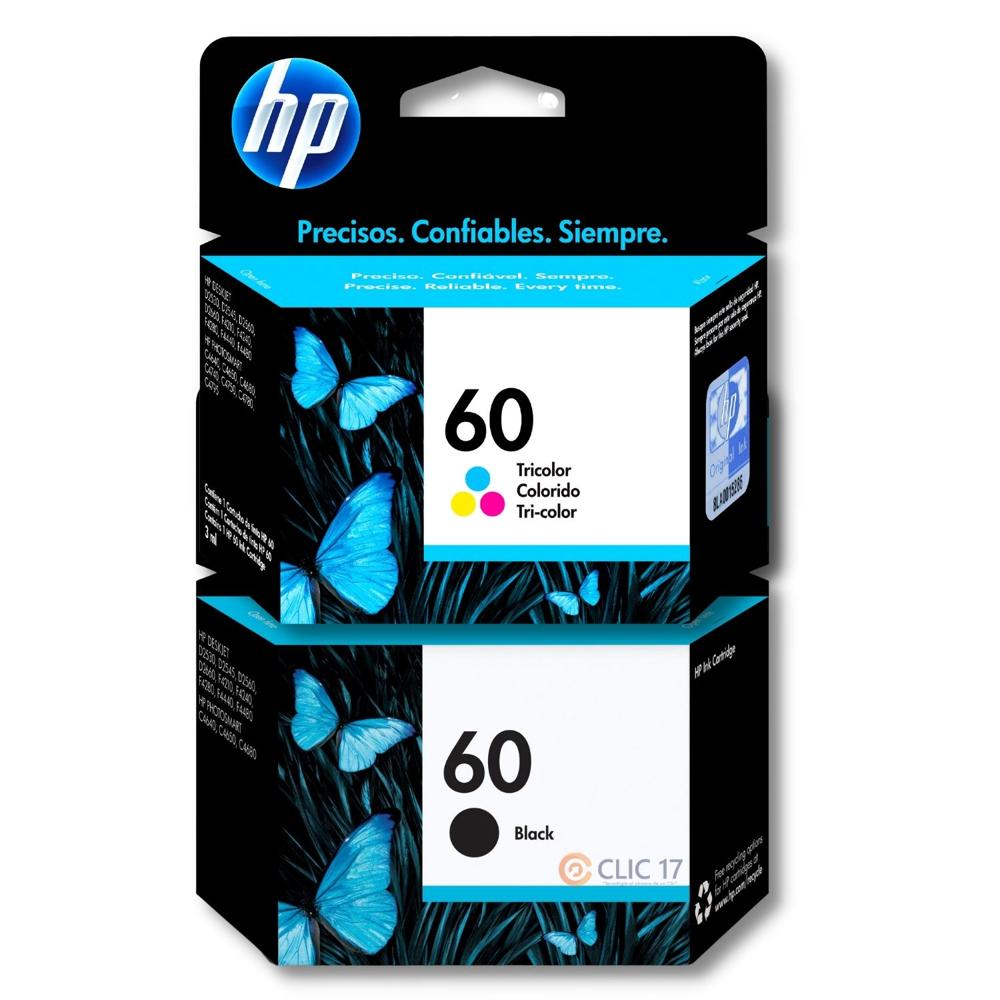 Pack Tinta HP 60 Negro, Tricolor Original