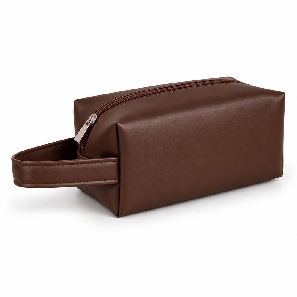 Neceser Organizador de Cables y Accesorios Cuerina Marrón 19x9 cm