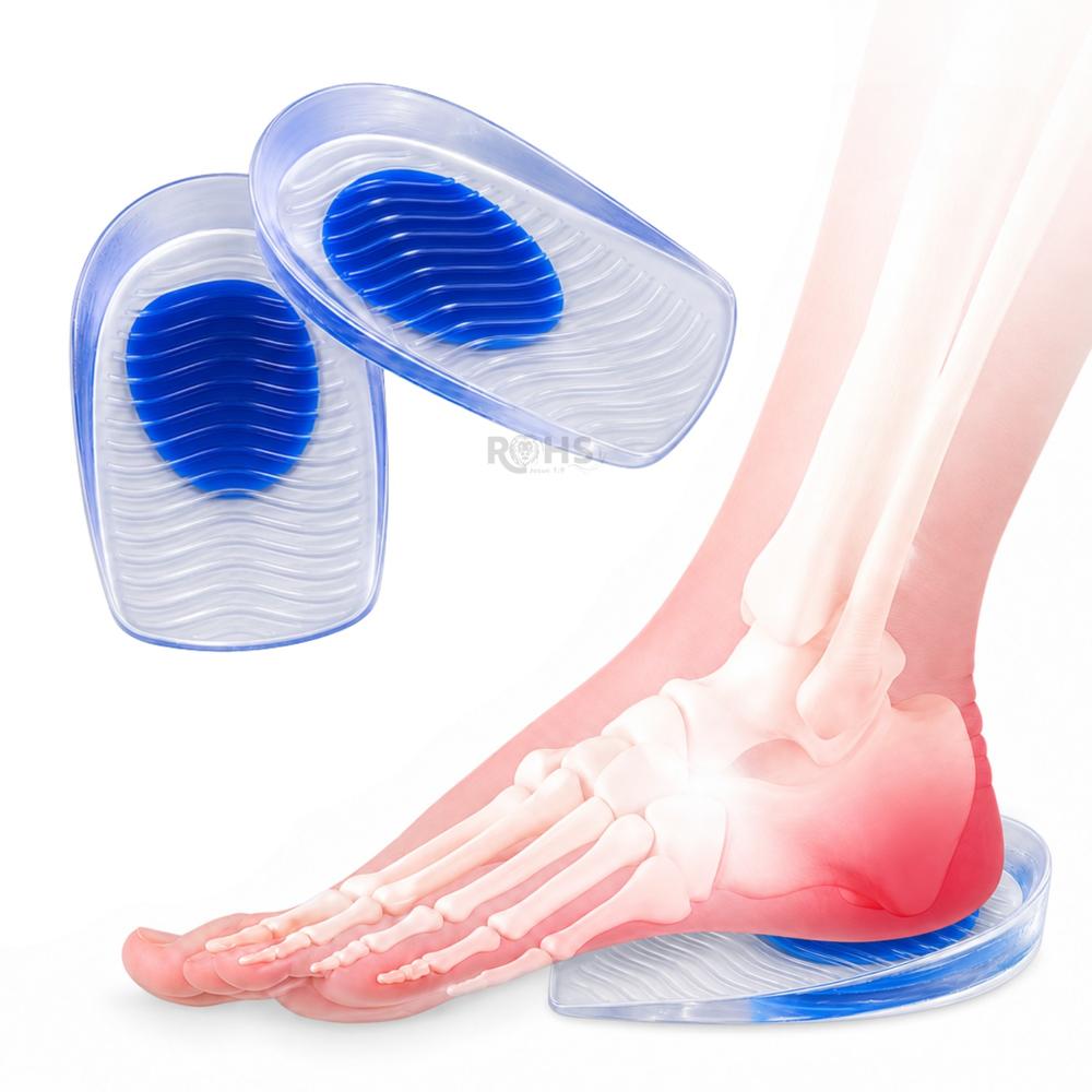 Plantillas Taloneras De Silicona Azul Con Gel Para Talón Absorción De Impactos 2 Unidades