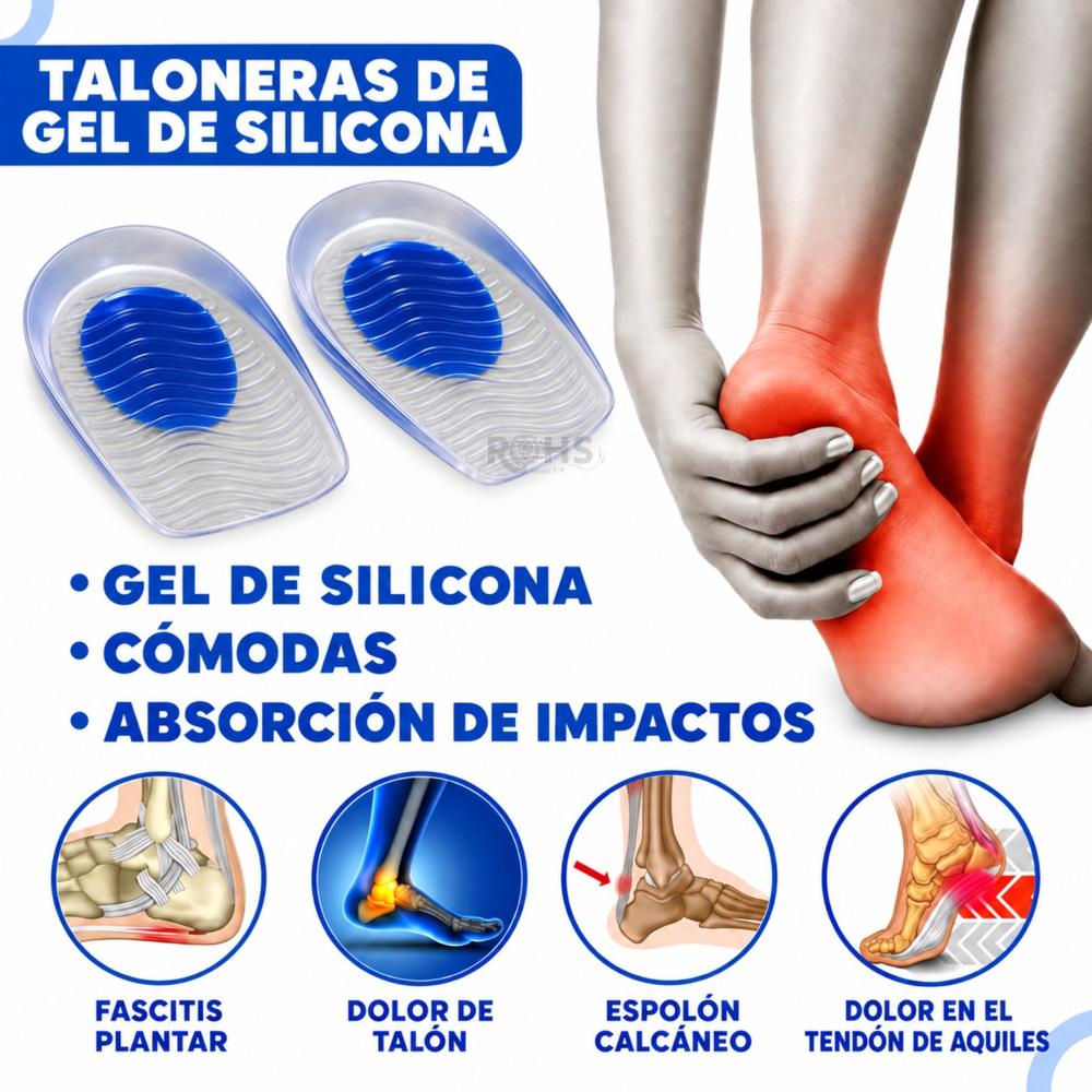 Taloneras De Gel De Silicona Azul Para Talón Con Amortiguación Cómoda 1 Par