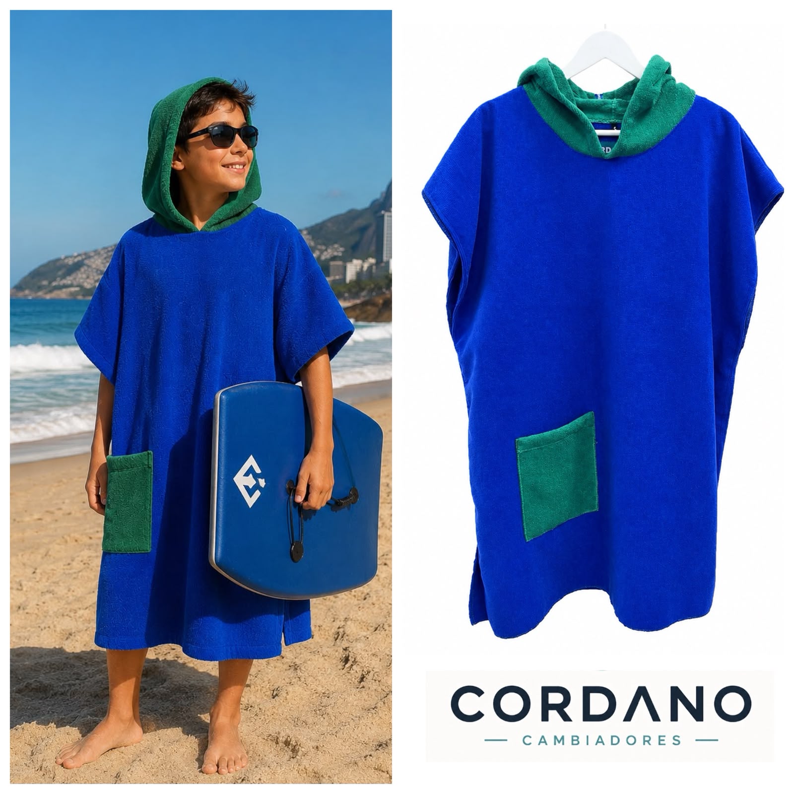 Toalla Cordano Poncho Niño 9 a 12 años Azulino Talla S Unisex