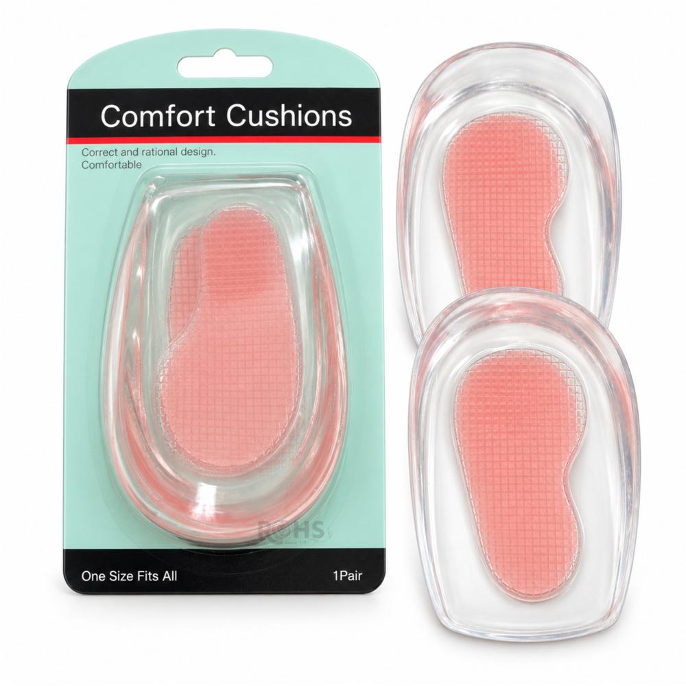 Plantillas Taloneras De Silicona Rosado Con Gel Para Talón Absorción De Impactos 2 Unidades