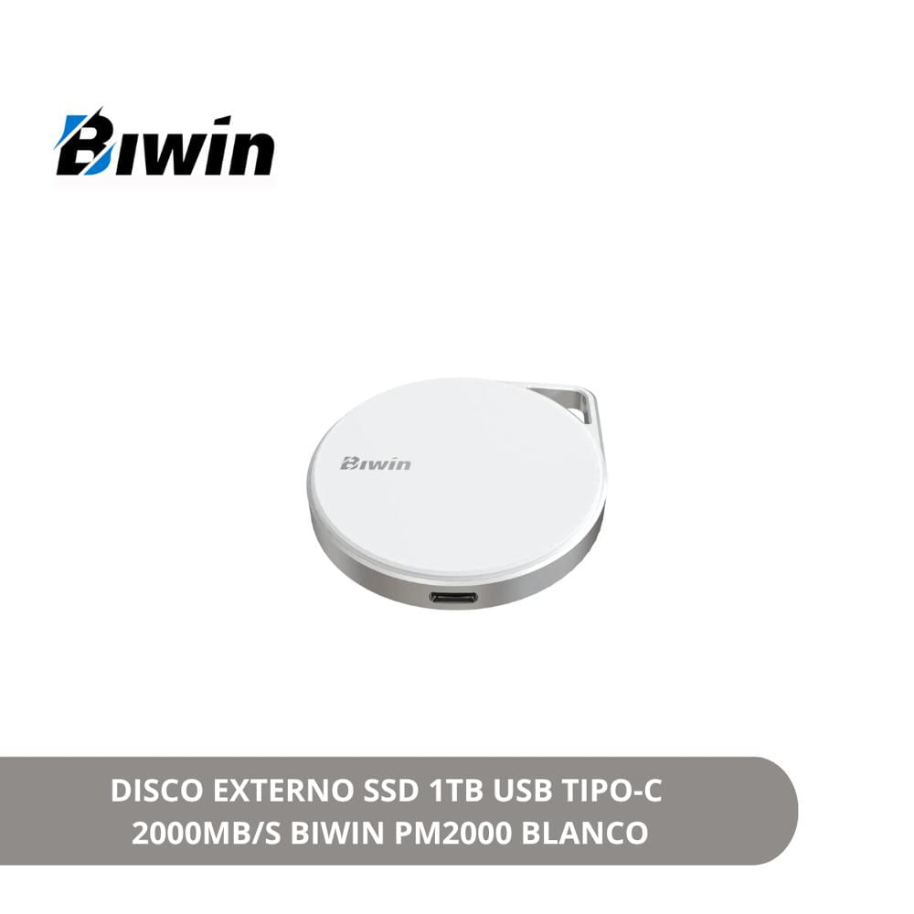 DISCO EXTERNO SSD 1TB USB 3.2 GEN 2X2 2000MB-S BIWIN PM2000 BLANCO BPM200001TB-RGB