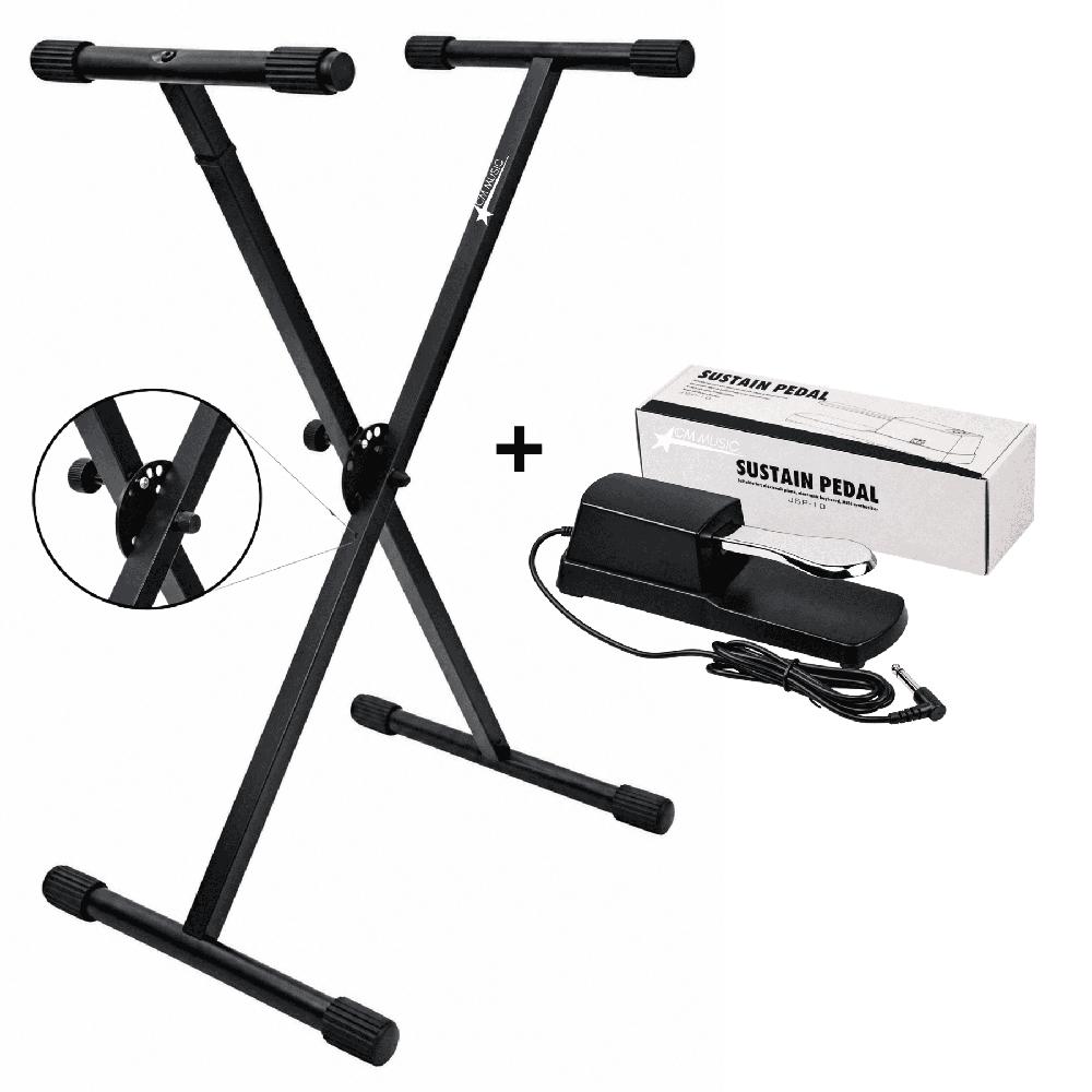 Soporte de teclado regulable y Pedal Sustain para piano y teclado