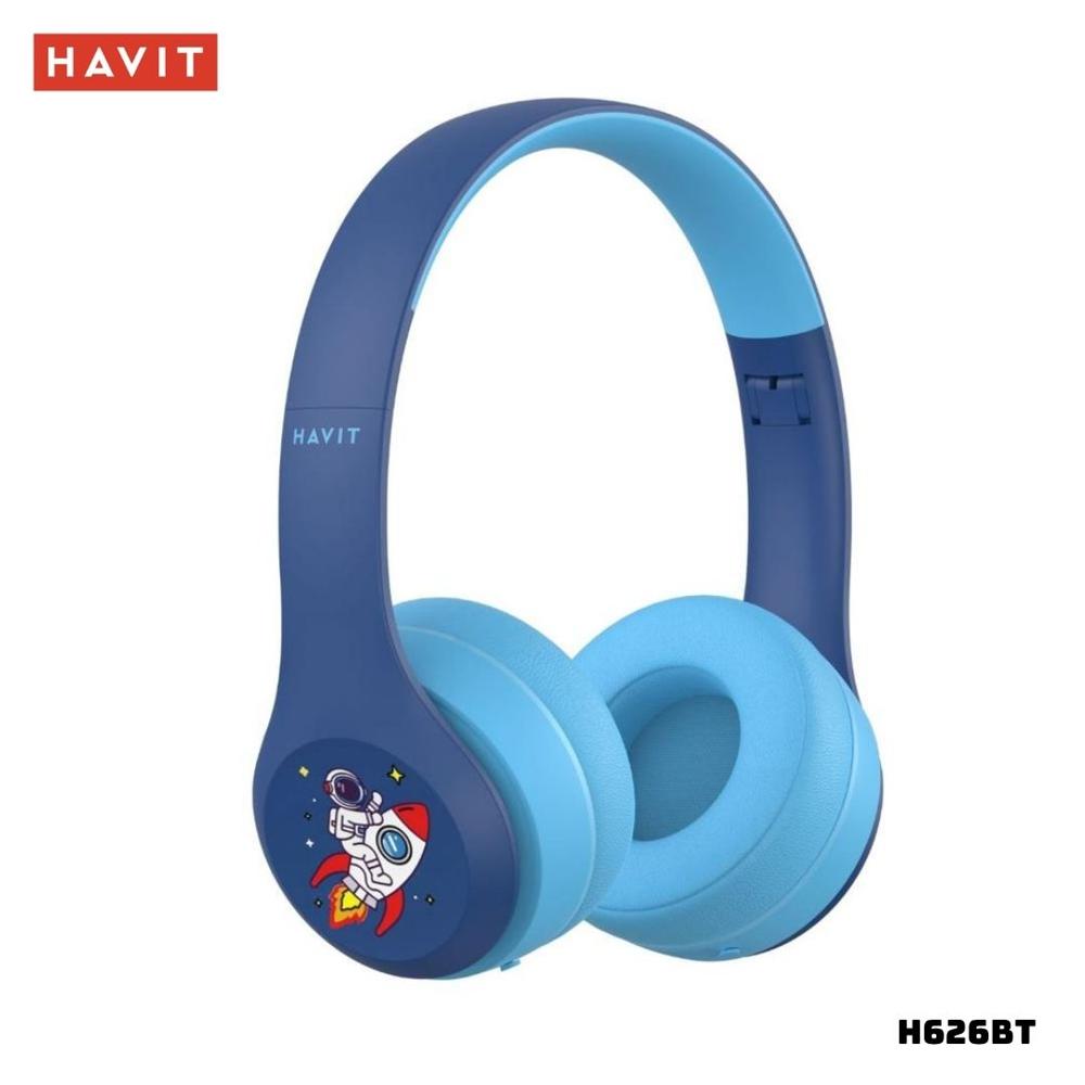 AUDIFONOS HAVIT  BLUETOOTH PARA NIÑOS H626BT DISEÑO ERGONÓMICO - AZUL