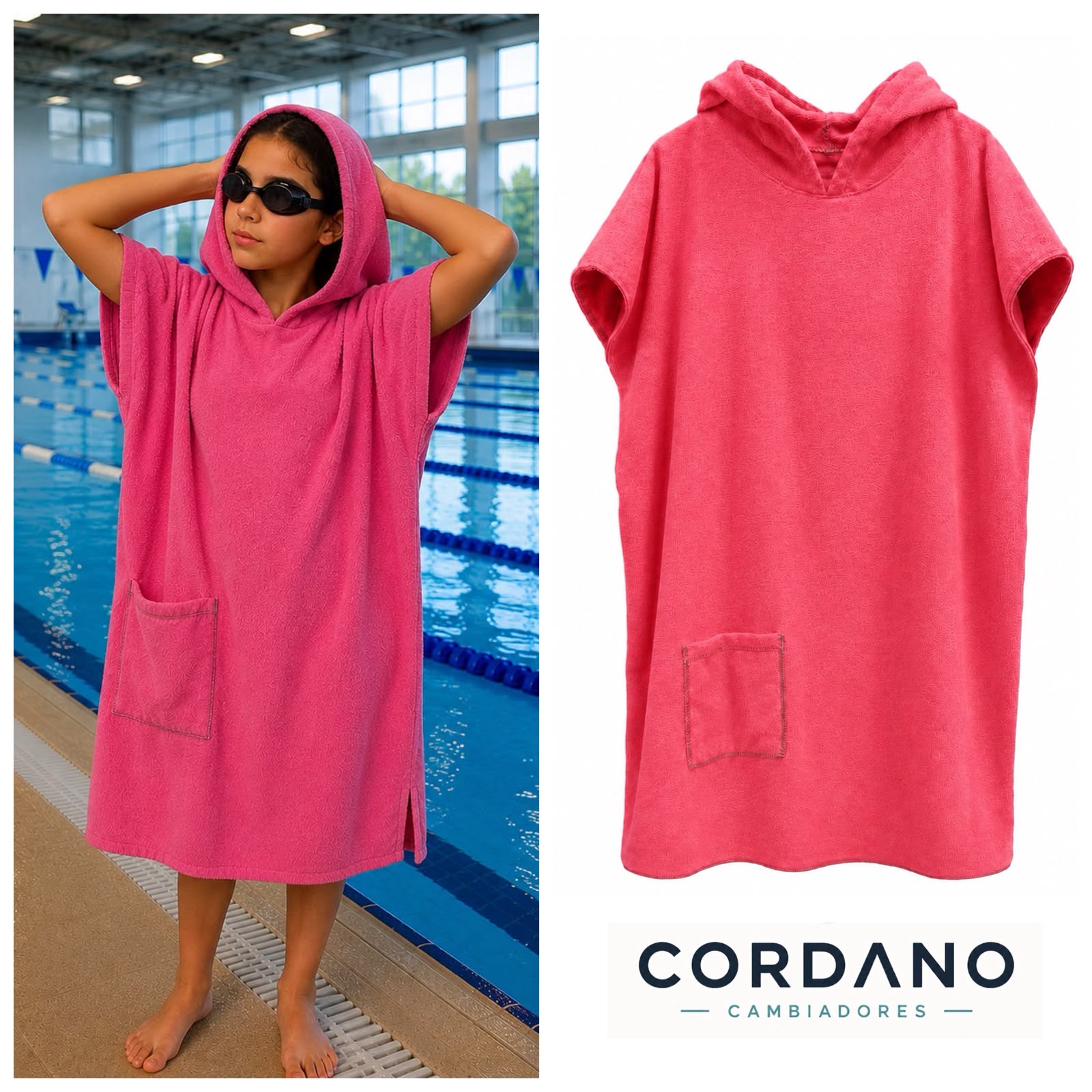 TOALLA CAMBIADOR 9 a 11 AÑOS TALLA S FUCSIA CORDANO.