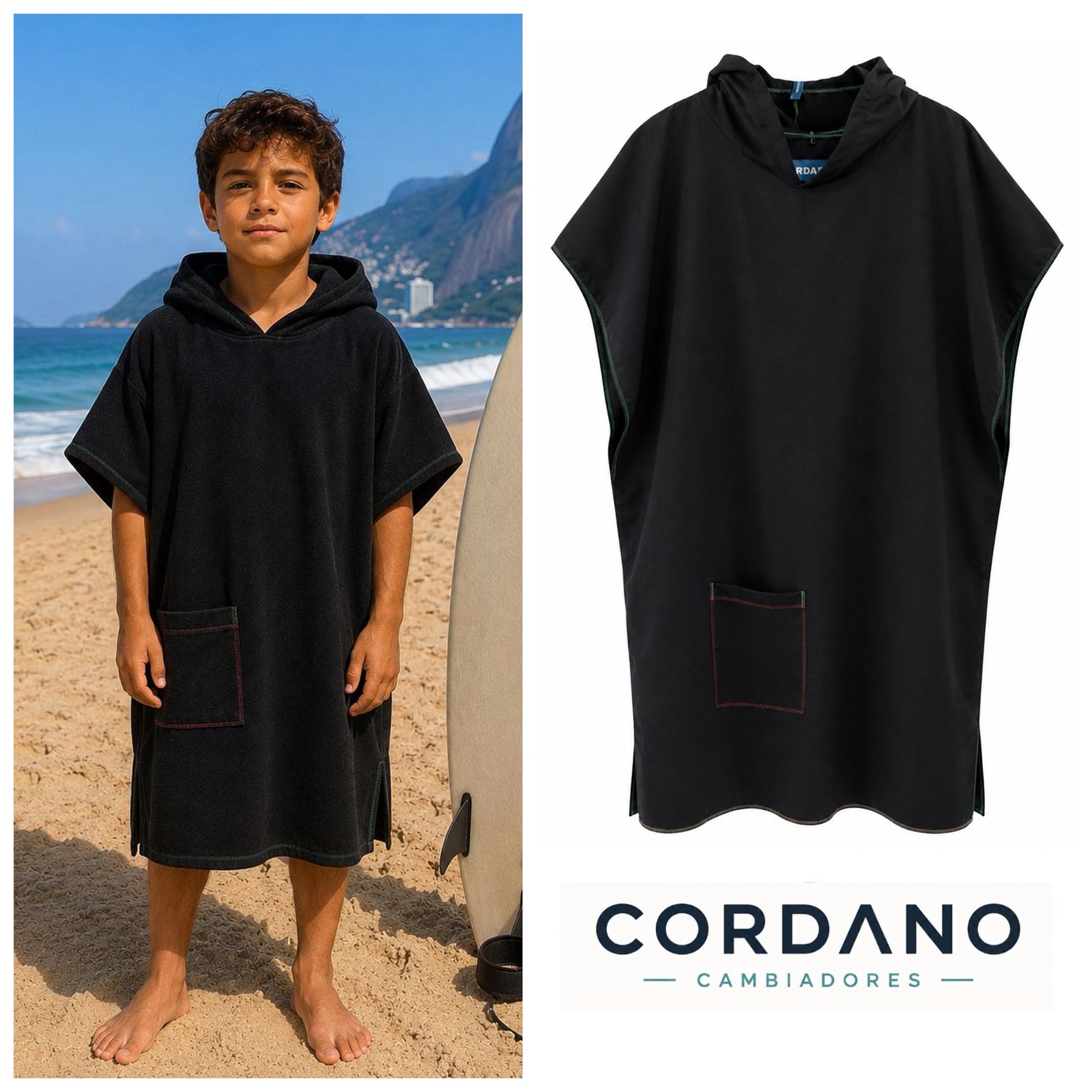 TOALLA CAMBIADOR 9 a 11 AÑOS NEGRO S UNISEX CORDANO.