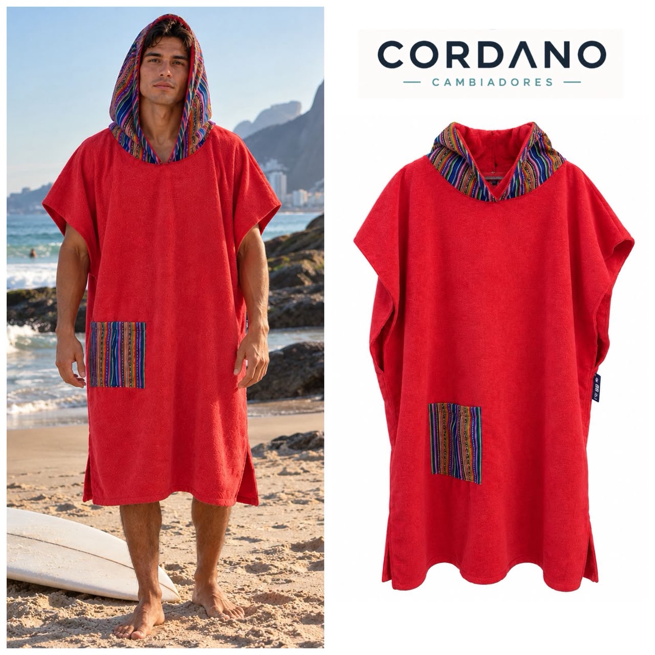 TOALLA CAMBIADOR ADULTO ML ROJO INCAICO CORDANO UNISEX.