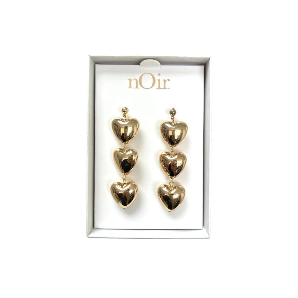 elegantes aretes dorados corazon noir