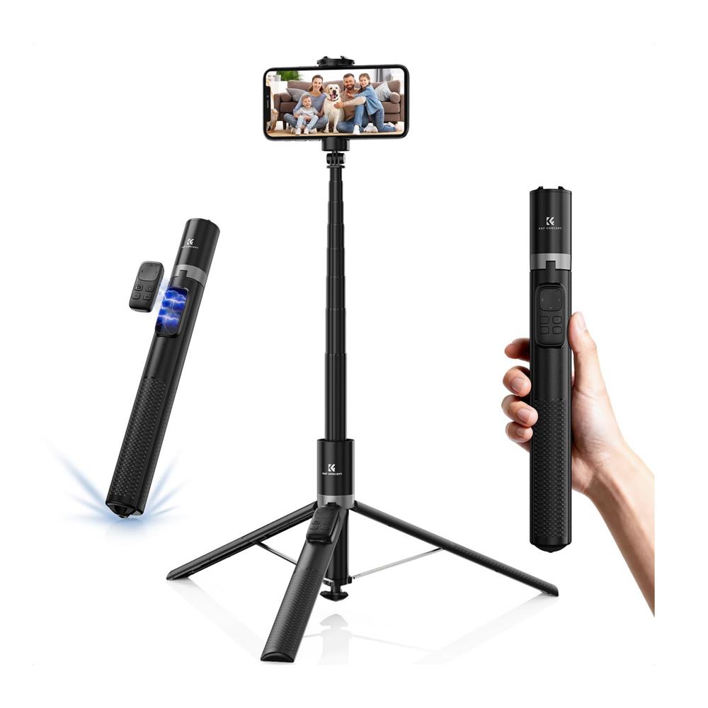 Trípode Selfie Stick 360 con Control Bluetooth Negro  KF Concept