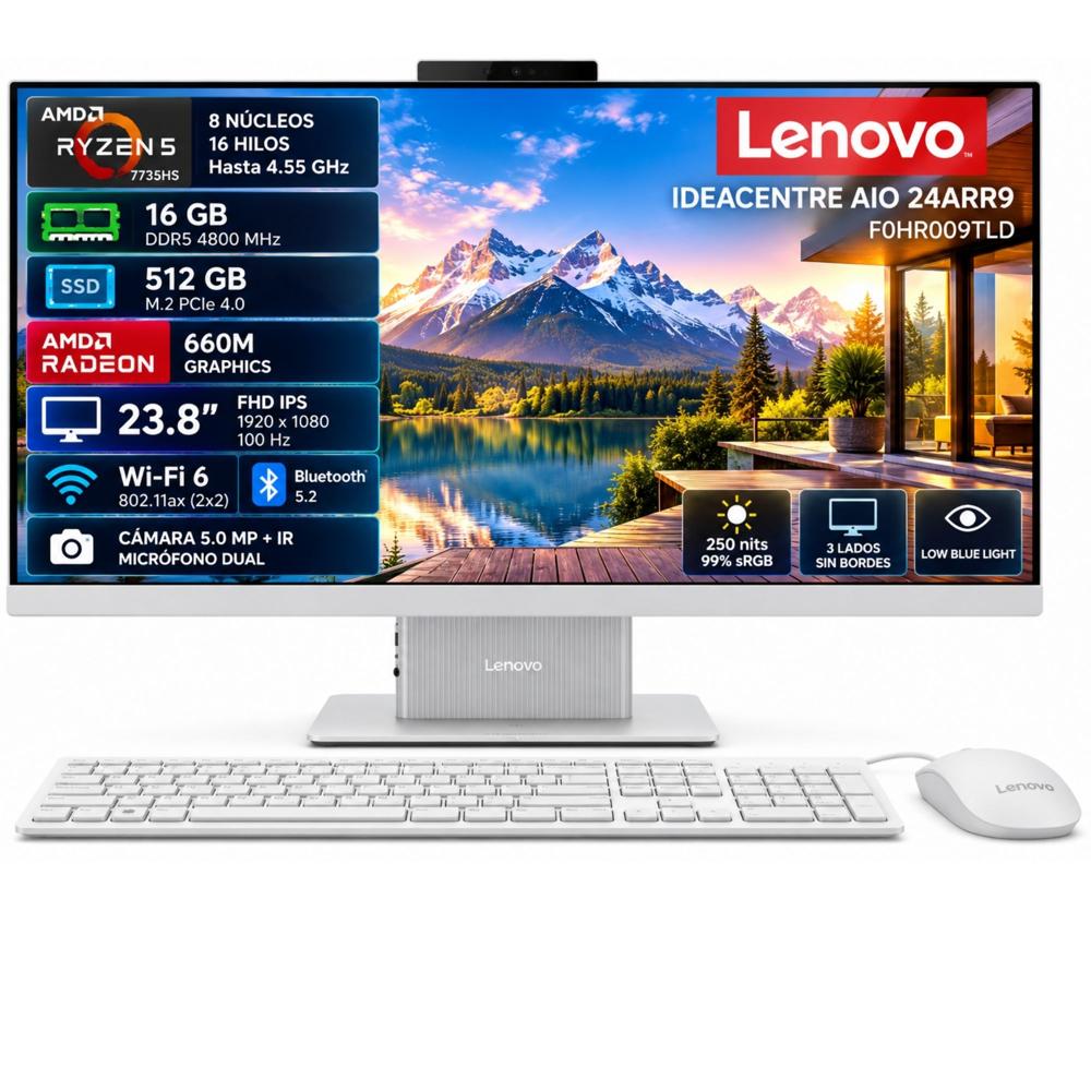 ALL IN ONE LENOVO IDEACENTRE AIO 24ARR9 AMD RYZEN 5 RAM 16GB SSD 512GB -F0HN00MTLD