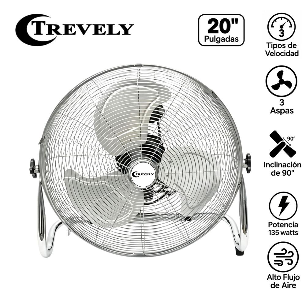 Ventilador Industrial de Piso Trevely VT-208 20 Pulgadas 135W 3 Velocidades
