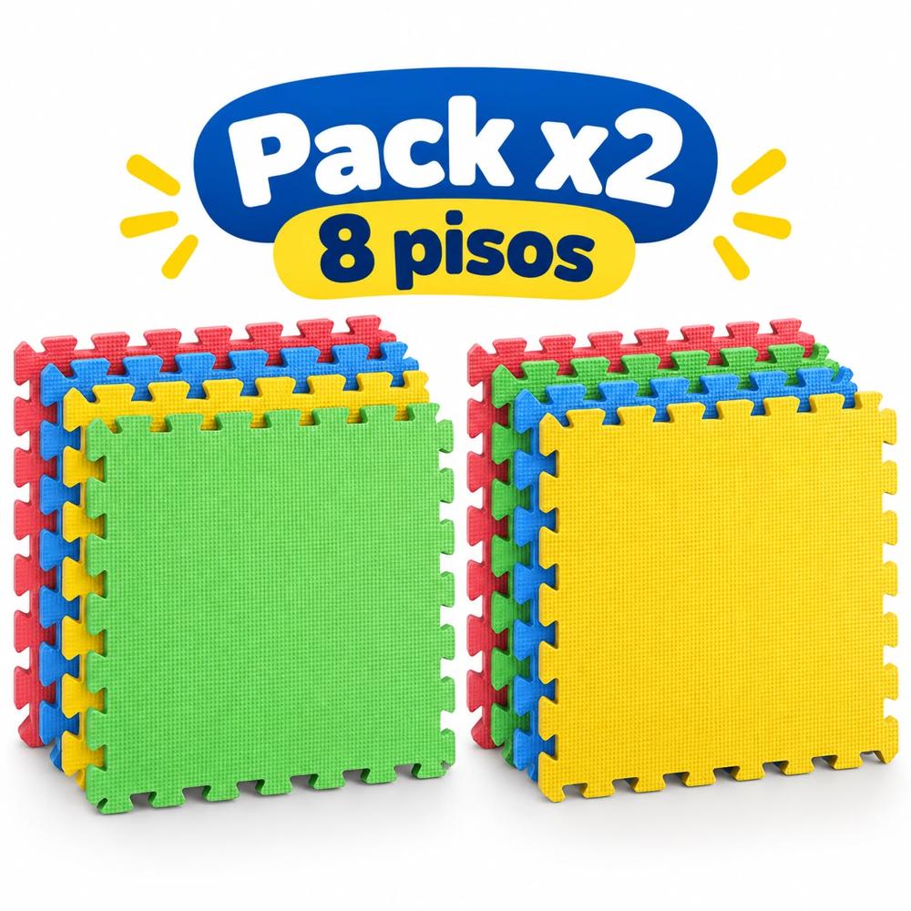 Pack Pisos Alfombra Goma Eva - 60 x 60 cm. - 08 Und. - Multicolores