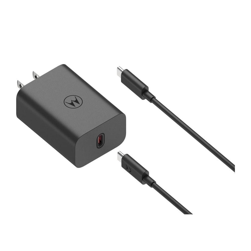 CARGADOR DE PARED MOTOROLA TURBOPOWER 68W GAN USB-C CON CABLE USB-C COLOR NEGRO