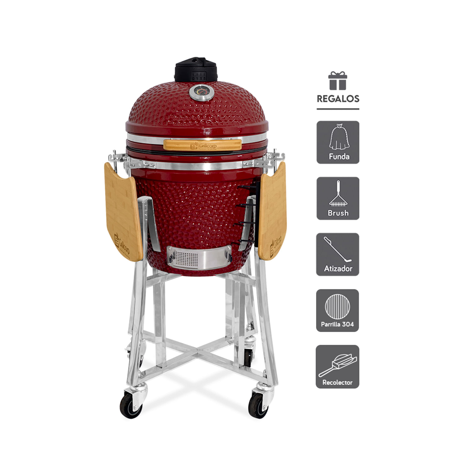 Kamado Granada 18 Rojo más 4 accesorios