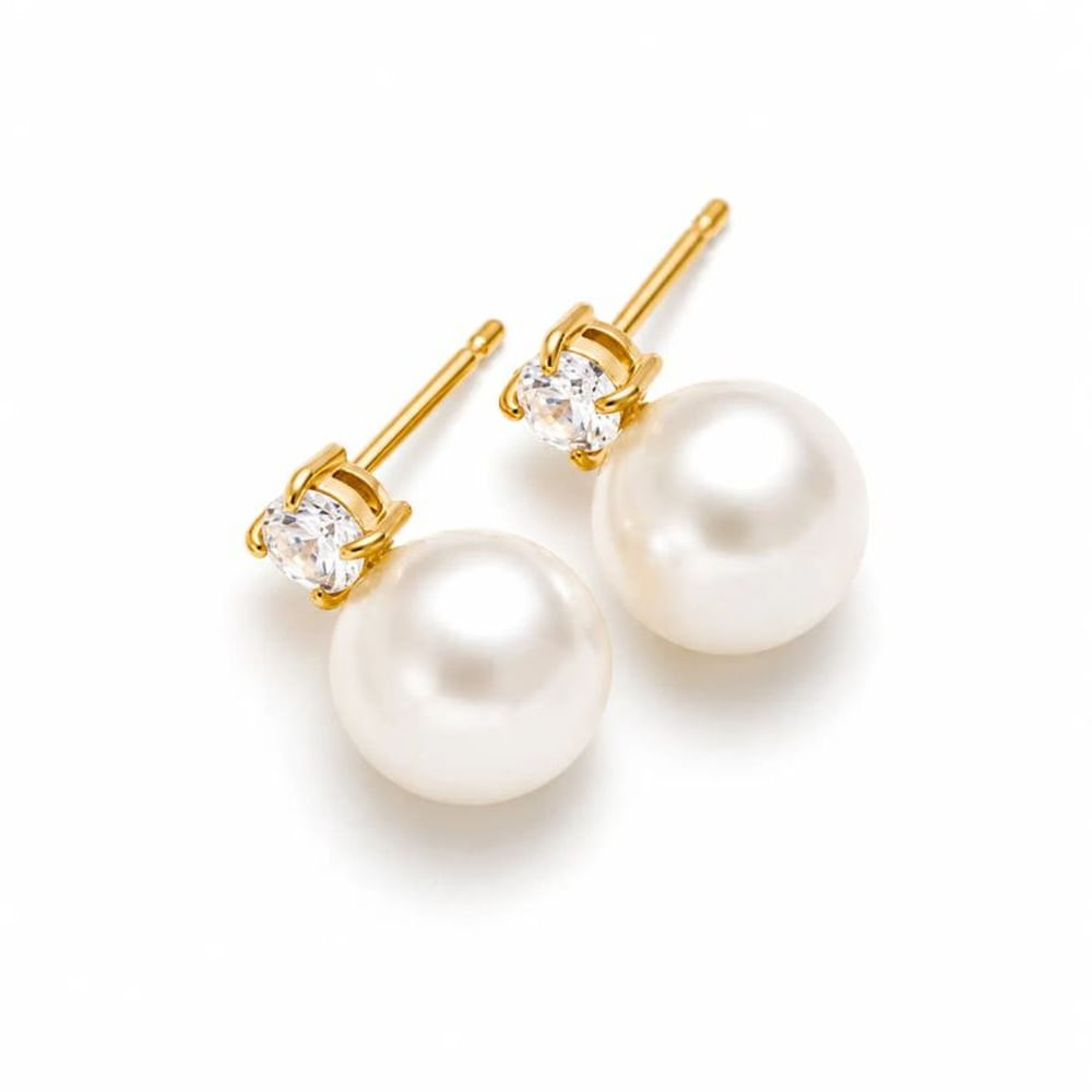 Aretes Perla Love de acero inoxidable